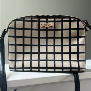 Kate Spade Black and Cream Checkered Crossbody Bag